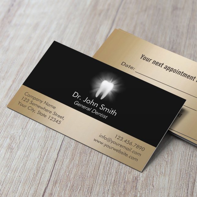 Möte tandvård för Glowing Tooth Black & Guld Tidsbeställning Kort (Skapare uppladdad)