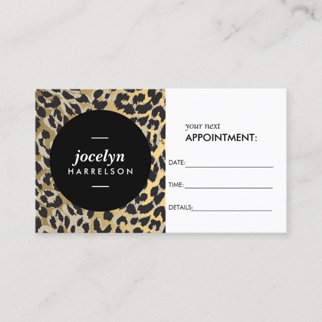 Möte utskrift av chic och Snyggt Guld Leopard Tidsbeställning Kort (Framsida)