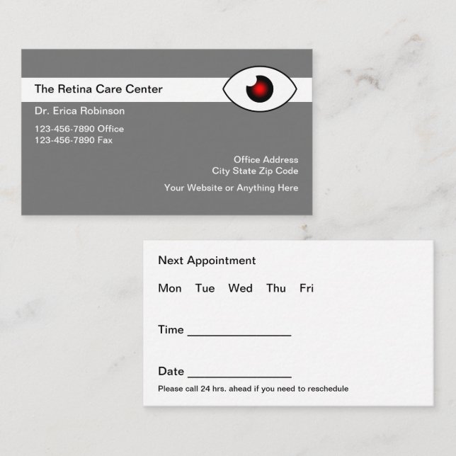 Möte vårdspecialist i Retina Öga Visitkort (Fram/baksida)