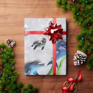 Möte vid Dolphinarium Wrapping Papper Rolls Presentpapper