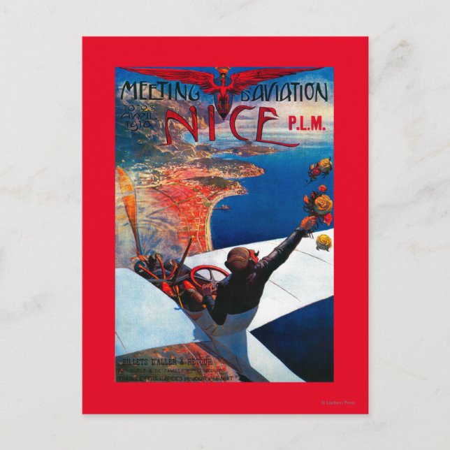 MöteD flyg i Nice, frankrikeaffisch Vykort (Framsida)