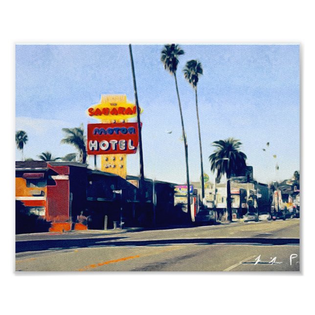 Motel in Sunset Boulevard Photo Fototryck (Framsidan)