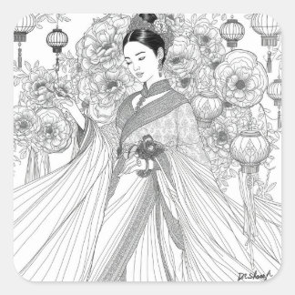 möter samtida modets konstnärskap fyrkantigt klistermärke