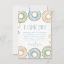 Mötes Donut 1-års födelsedags tackkort Rosa Blå