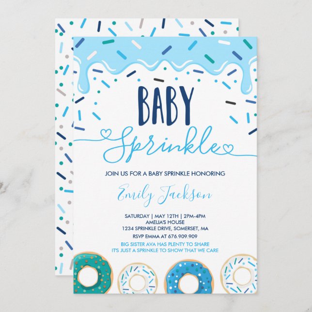 Mötesbabyspridning Inbjudan Ösregn Med Kärlek (Fram/baksida)