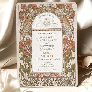 Mötesinbjudan Art nouveau från Mucha Inbjudningar