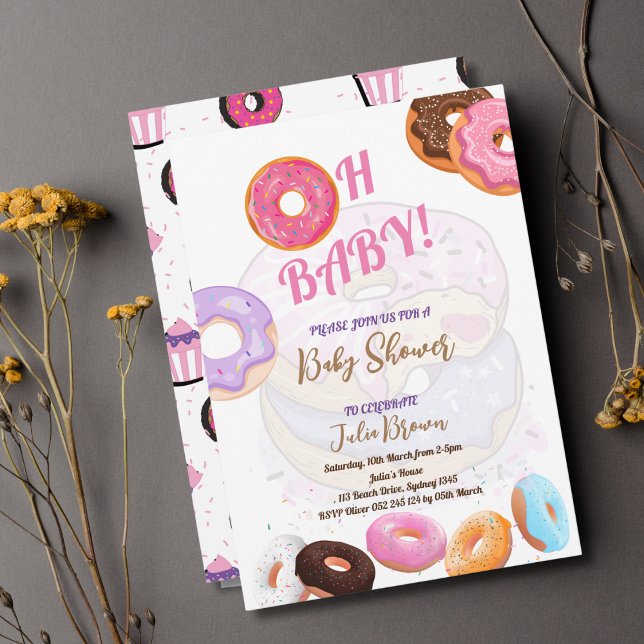 Möteskort för Donut Baby Shower flicka Inbjudningar (Skapare uppladdad)