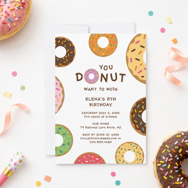 Möteskort för Donut-födelsedagsfest Inbjudningar (Skapare uppladdad)