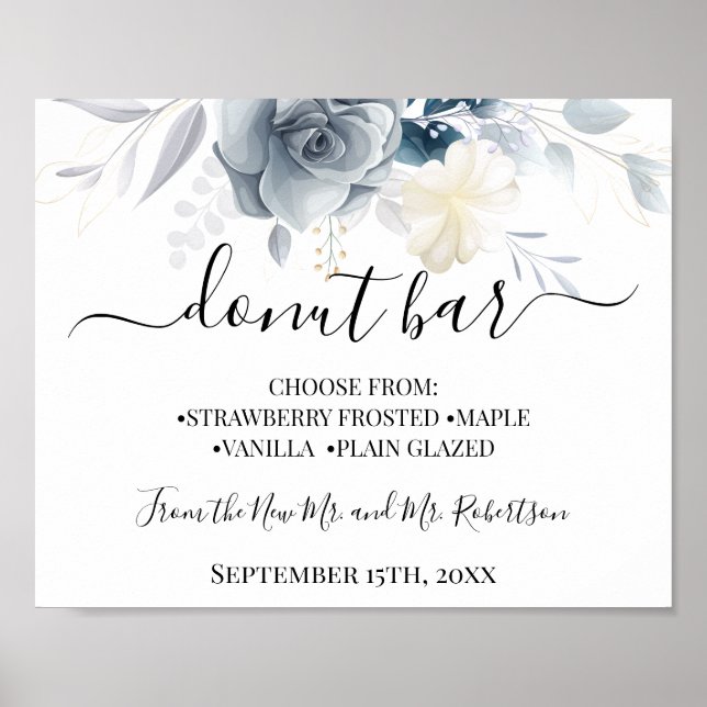 Mötesställskylt för Donut Bar Söt Table Poster (Framsidan)