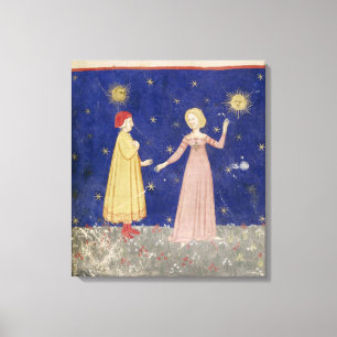 Mötet av Dante och Beatrice Canvastryck