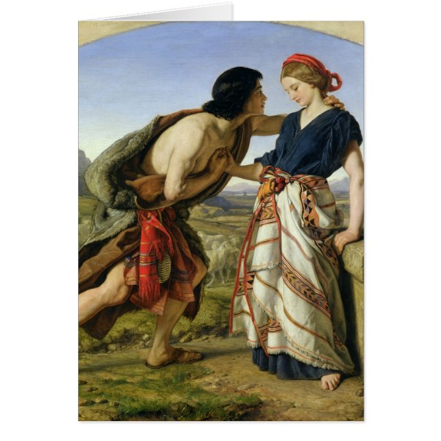 Mötet av Jacob och Rachel, 1853 Hälsningskort (Framsidan)