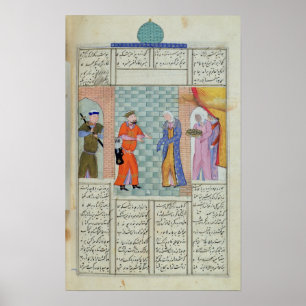 Mötet av Khosro och Chirin i slotten Poster