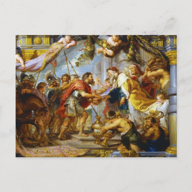 Mötet mellan Abraham och Melchizedek Rubens art Vykort (Framsida)