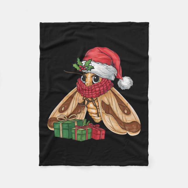Moth Älskare Julafton Helgdag Santa Moth jul Fleecefilt (Framsidan)