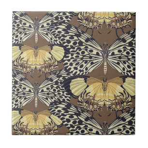 Moth Butterflies Spoted Gult Black White Guld Kakelplatta