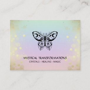 *~* Moth Butterfly Magic Boho Rainbow Pastel Visitkort