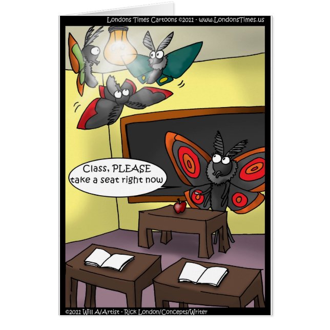 Moth Elementary School Funny presenterar Cards Tee Hälsningskort (Framsidan)