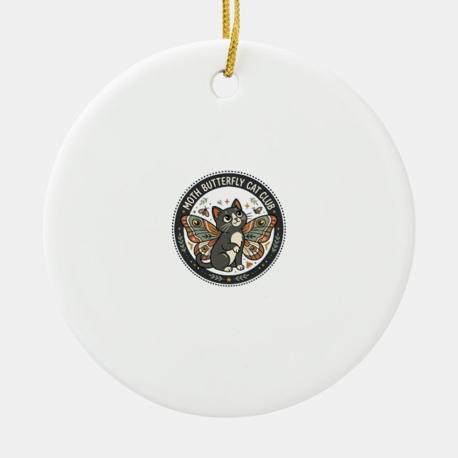 Moth Fjäril Katt POD Vector Art - Moth Fjäril Julgransprydnad Keramik (Framsidan)