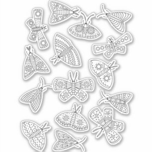 Moth Line Art Teckning Klistermärken
