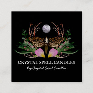Moth Måne Candle intention Spell Fyrkantigt Visitkort