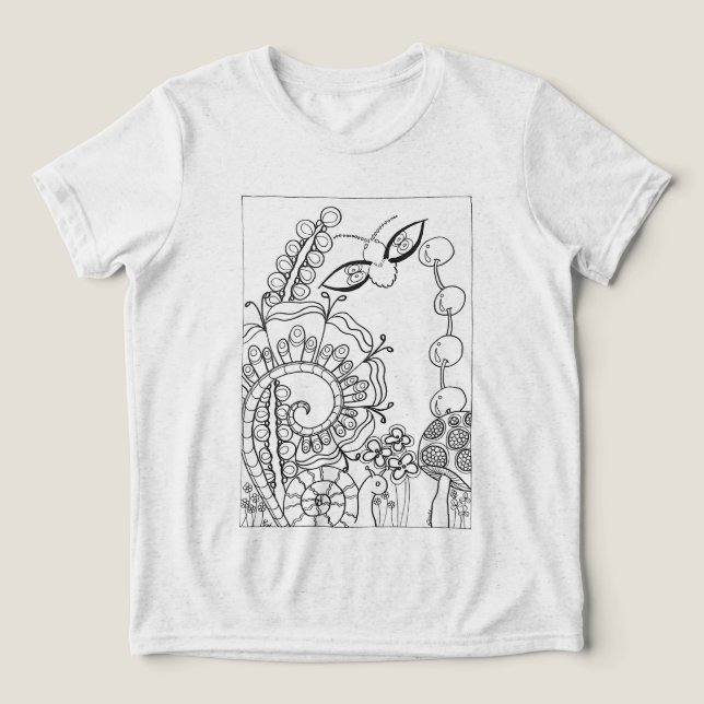 Moth med snigel och fantasyblommor t shirt (Design Framsida)
