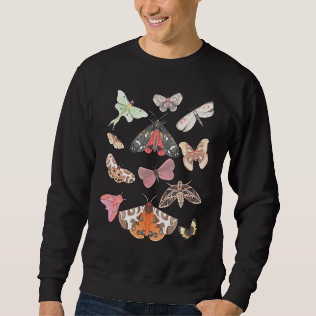 Moth Mörk Academia Aesthetic Alt Clothing Goblinco Lång Ärmad Tröja (Framsida)