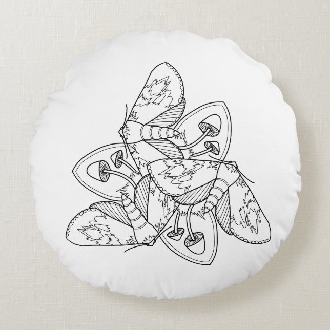 Moth och Mushroom Dekorativ kudde (Framsidan)