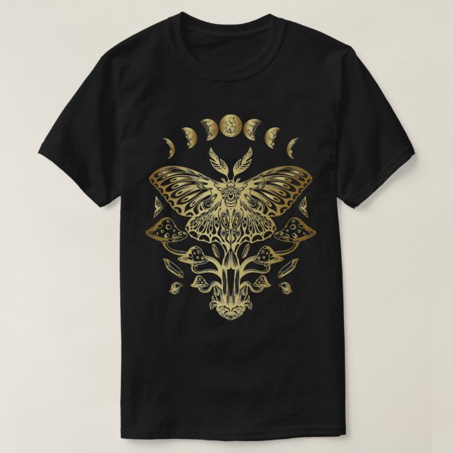Moth Premium i Goth Moth och måne T Shirt (Design framsida)