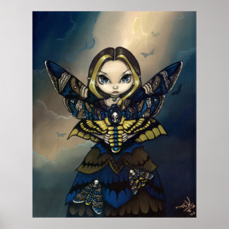 Moth Queen: Acherontia Atropos gothic Fairy Print Poster