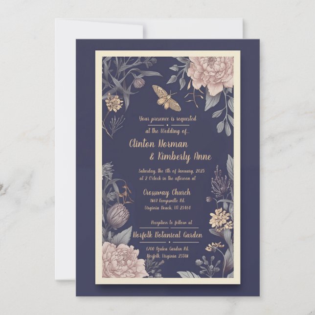 Moth, Ro och Thistle Wedding bjudande Inbjudningar (Framsida)