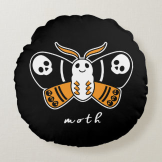 Moth Round Halloween Pillow Rund Kudde