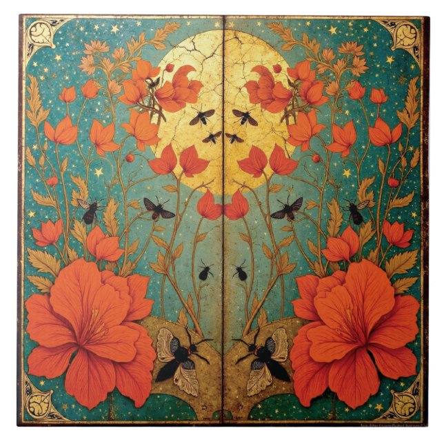 Moth Sanctuary Under the Moonlit Sky Kakelplatta (Framsidan)