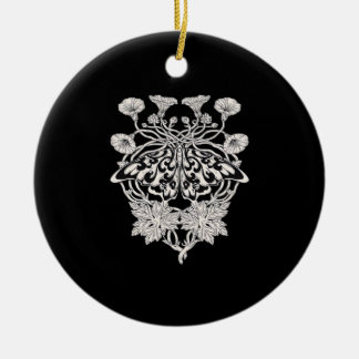 Moth Talisman - Whimsigoth Screenprint Stil Drawi Julgransprydnad Keramik