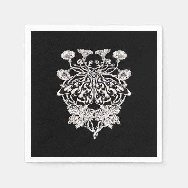 Moth Talisman - Whimsigoth Screenprint Stil Drawi Pappersservett (Framsidan)