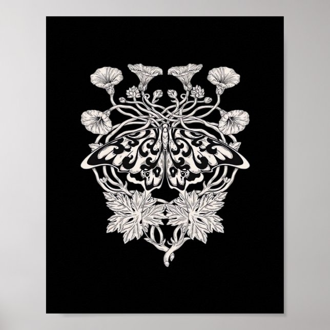 Moth Talisman - Whimsigoth Screenprint Stil Drawi Poster (Framsidan)