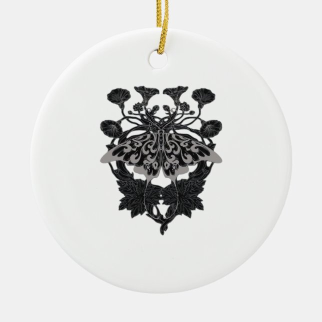Moth Talisman - Whimsigoth Teckning - White Versio Julgransprydnad Keramik (Framsidan)