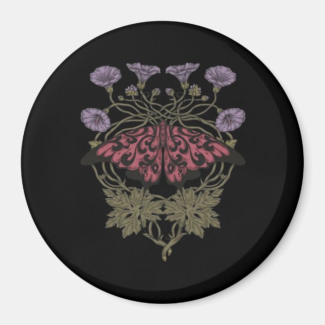 Moth Talisman - Whimsigoth Witchy Art - Färg Vers Magnet (Framsidan)