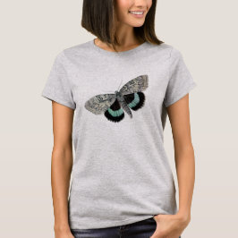 Moth Vintage Illustration Blue Black Grått Vingar T Shirt