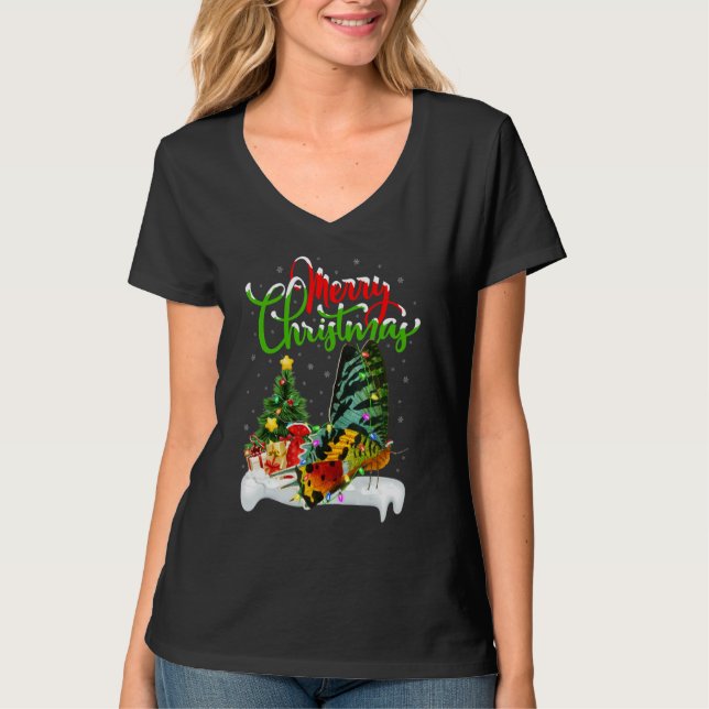 Moth   Xmas Decorations Santa Moth Christmas T Shirt (Framsida)
