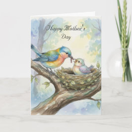 Mother and Baby Bird Mother's Day Card Kort