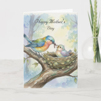 Mother and Baby Bird Mother's Day Card Kort