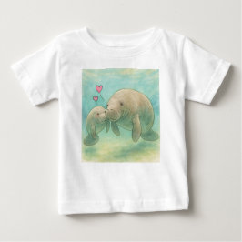 Mother and Baby Manatee Watercolor Illustration –  T Shirt