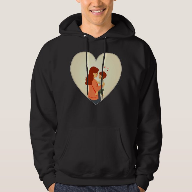 Mother and Child Love Illustration – Warm camiseta Hoodie (Framsida)