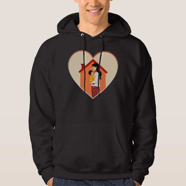 Mother and Child Love Illustration – Warm Family Hoodie (Framsida)
