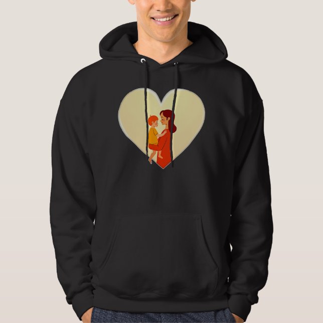 Mother and Child Love Illustration – Warm Family Hoodie (Framsida)