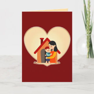 Mother and Child Love Illustration – Warm Family Kort