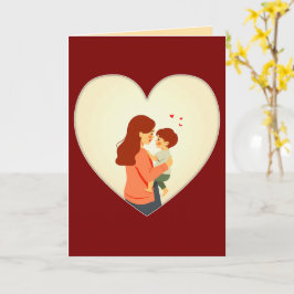 Mother and Child Love Illustration – Warm Family Kort