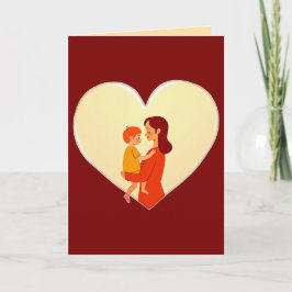Mother and Child Love Illustration – Warm Family Kort