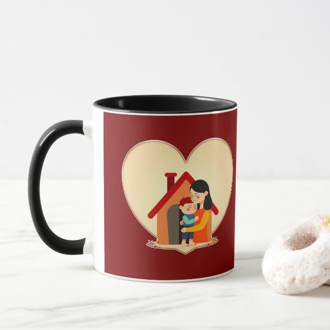 Mother and Child Love Illustration – Warm Family Mugg (Med munk)