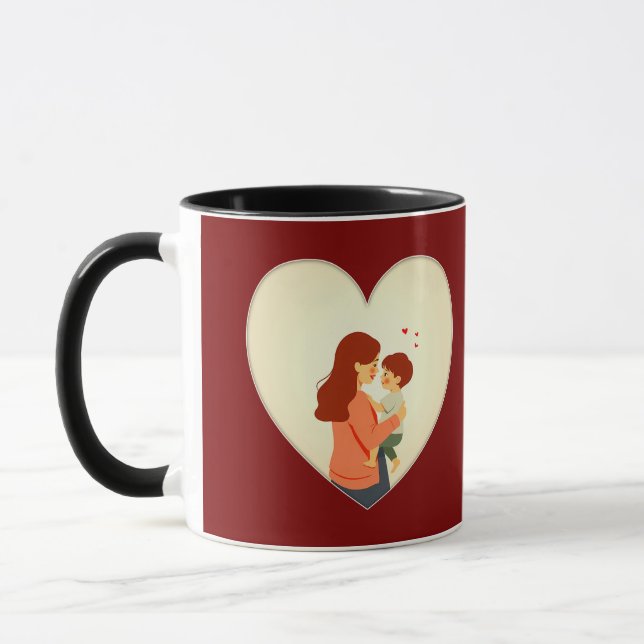Mother and Child Love Illustration – Warm Family Mugg (Vänster)